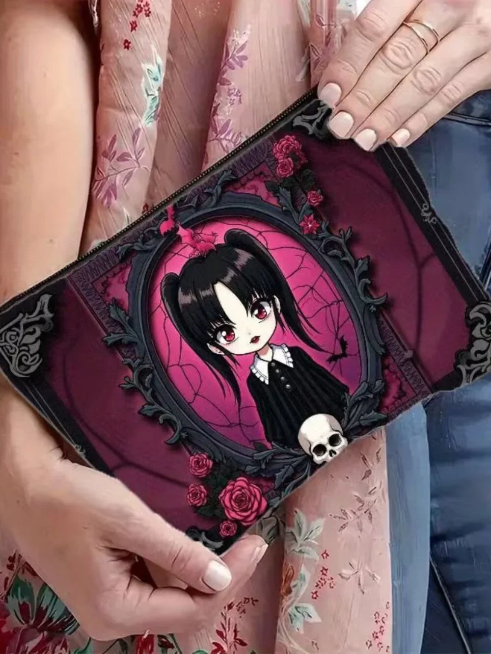 Halloween Gothic Anime Girl Dark Academia Makeup Bag Double-Sided 6.3